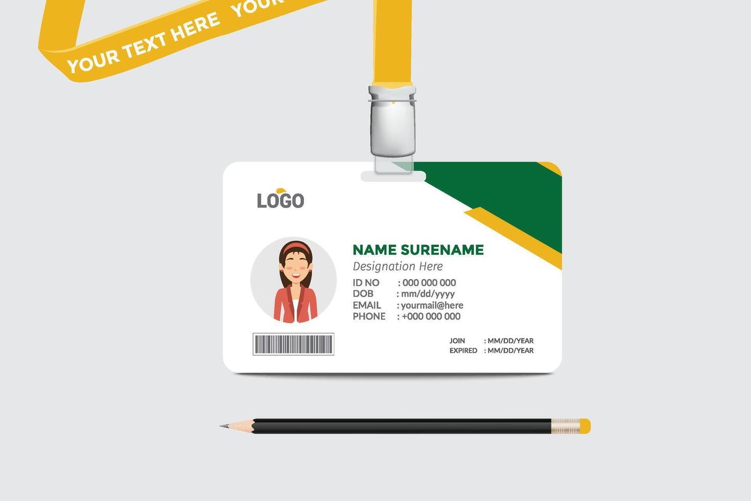 ID card template. Medical identity badge vector