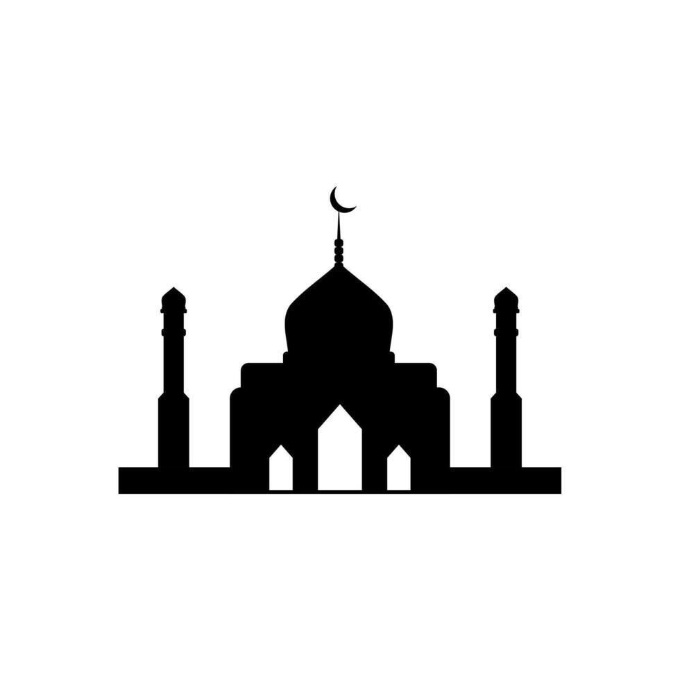 Ramadan Kareem silhouette of mosque. Silhouette mosque flat design vector illustration isolated on white background. Islamic mosque buildings, Banner design, and Ramadhan background.