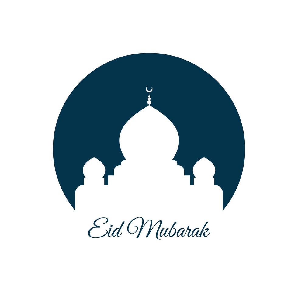 eid Mubarak silueta mezquita plano diseño vector ilustración. Arábica musulmán diseño para Ramadán kareem vector mezquita aislado en antecedentes. paisaje Ramadán en musulmán cultura y islam religión.