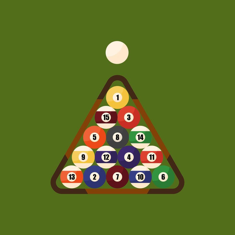 eight ball setup vector illustration of billiard ball logo on green
