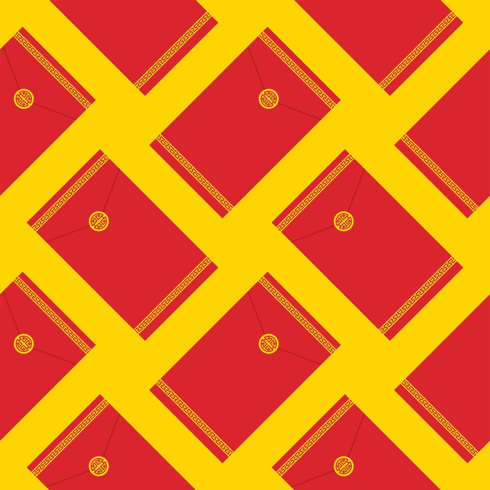 angpao or hongbao chinese new year lucky money envelope seamless pattern. Chinese festive traditional gift with coins, money for New Year, birthday, wedding and other holidays. vector