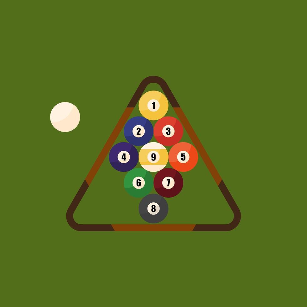 nine ball setup vector illustration of billiard ball logo on green background