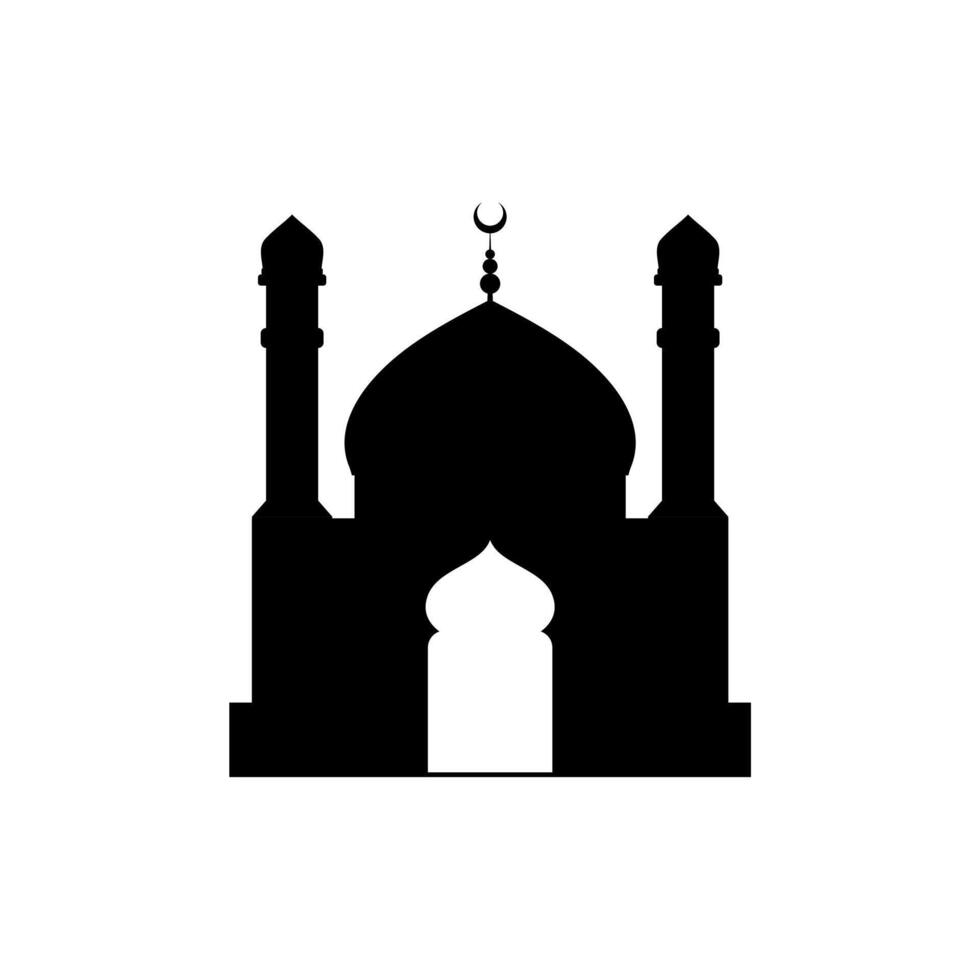 Ramadan Kareem silhouette of mosque. Silhouette mosque flat design vector illustration isolated on white background. Islamic mosque buildings, Banner design, and Ramadhan background.
