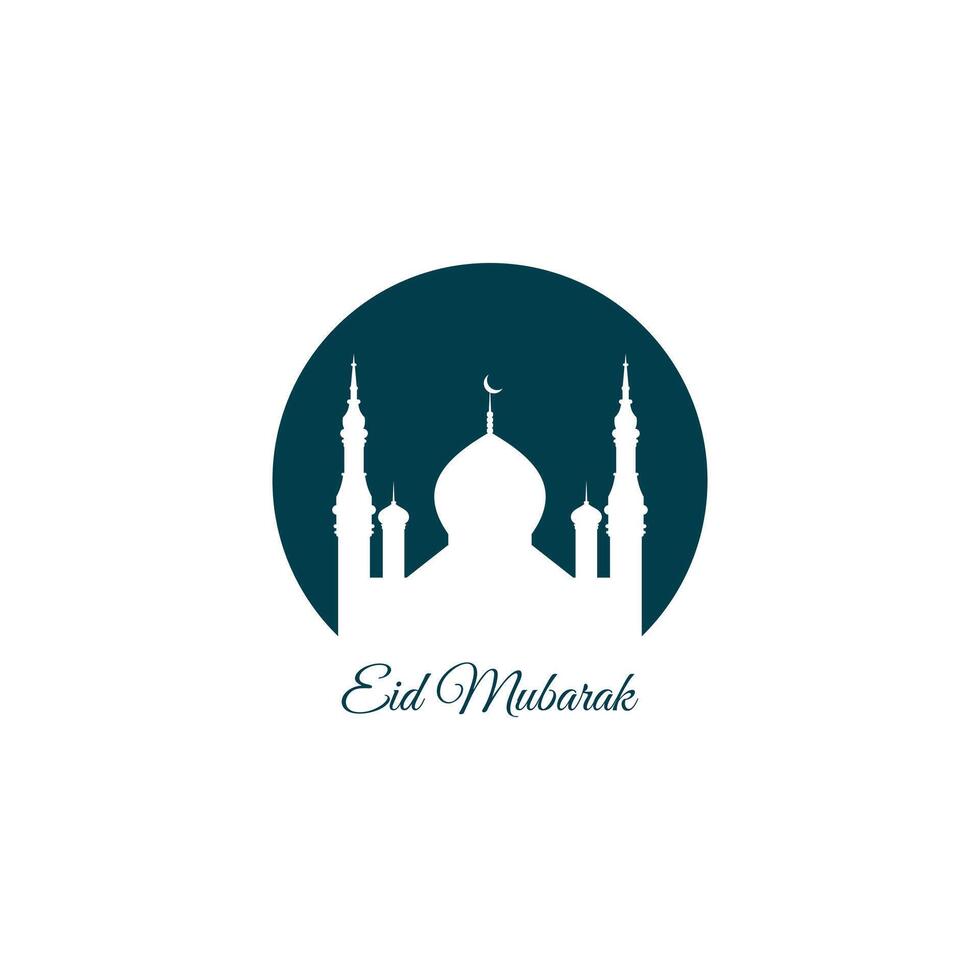 eid mubarak silhouette mosque flat design vector illustration. Arabic Muslim design for Ramadan Kareem. Vector mosque isolated on background. Landscape ramadan in muslim culture and islam religion.