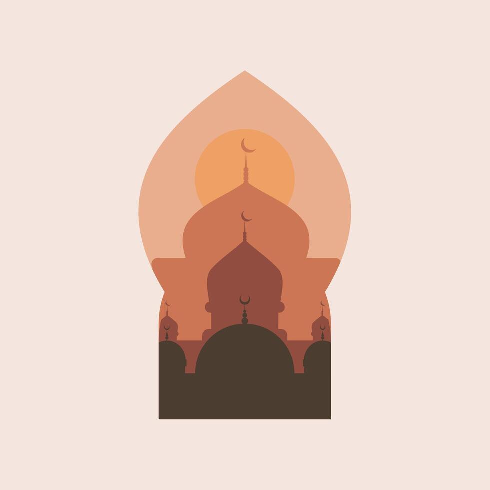 mezquita vector ilustración,. Ramadán kareem eid Mubarak resumen vector diseño. moderno ilustración con ventana, arco, mezquita cúpula, creciente Luna. islámico antecedentes para saludo tarjetas, carteles