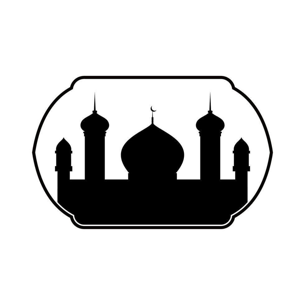 mosque logo vecor illustration. Muslim mosque silhouette logo template. Ramadan kareem, eid mubarak vector