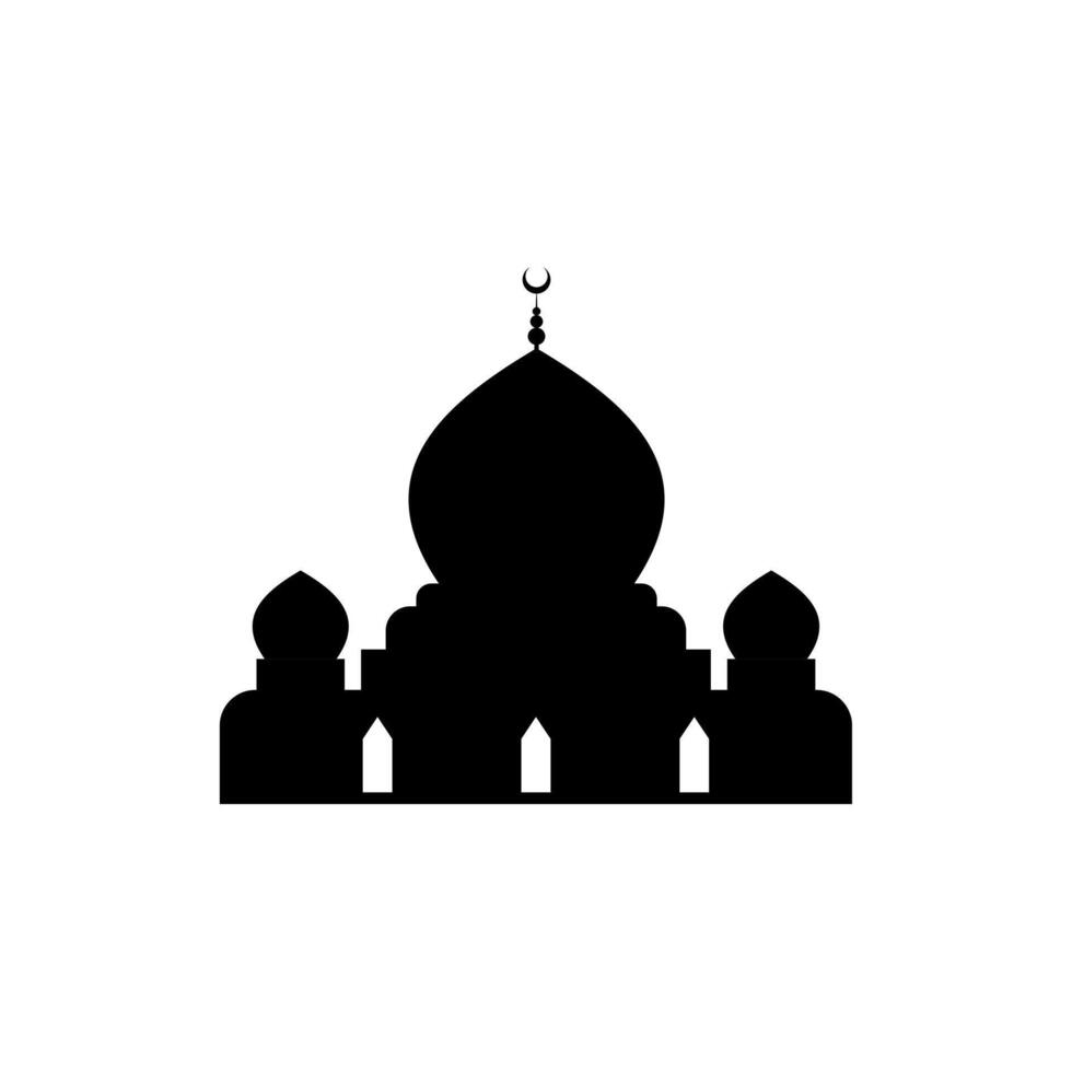 Ramadan Kareem silhouette of mosque. Silhouette mosque flat design vector illustration isolated on white background. Islamic mosque buildings, Banner design, and Ramadhan background.