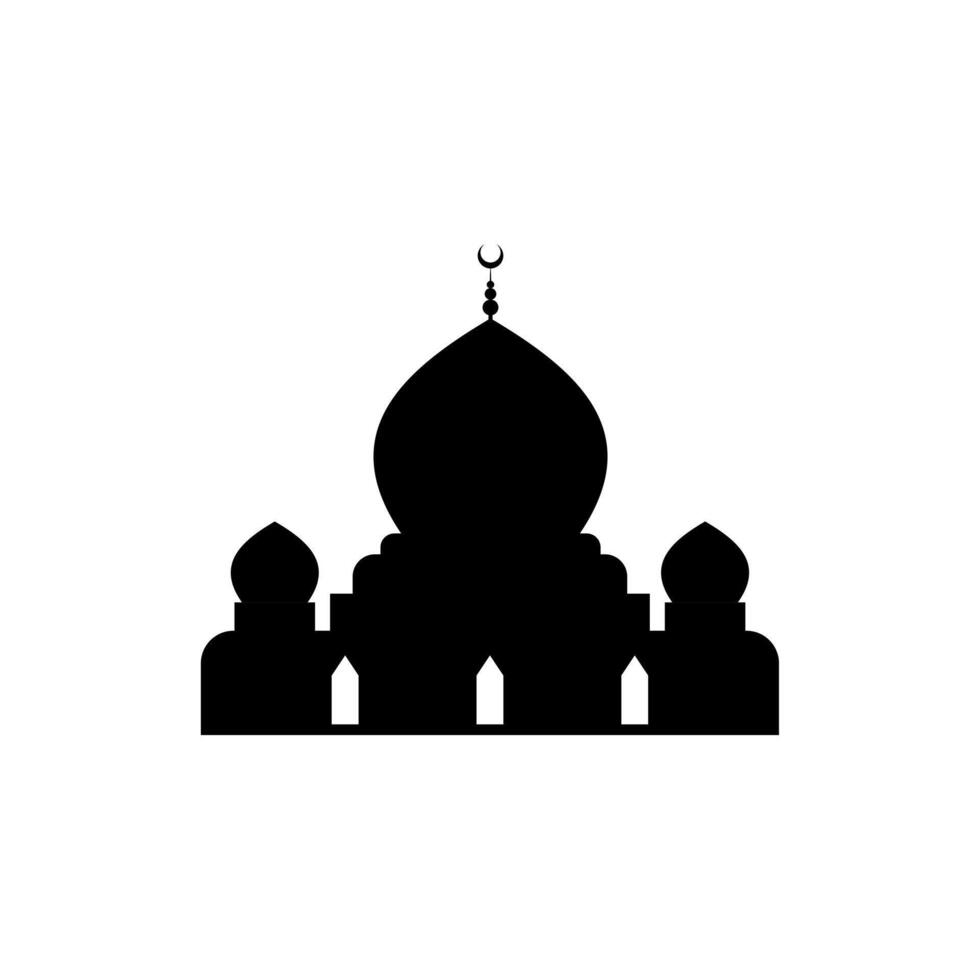 Ramadan Kareem silhouette of mosque. Silhouette mosque flat design vector illustration isolated on white background. Islamic mosque buildings, Banner design, and Ramadhan background.