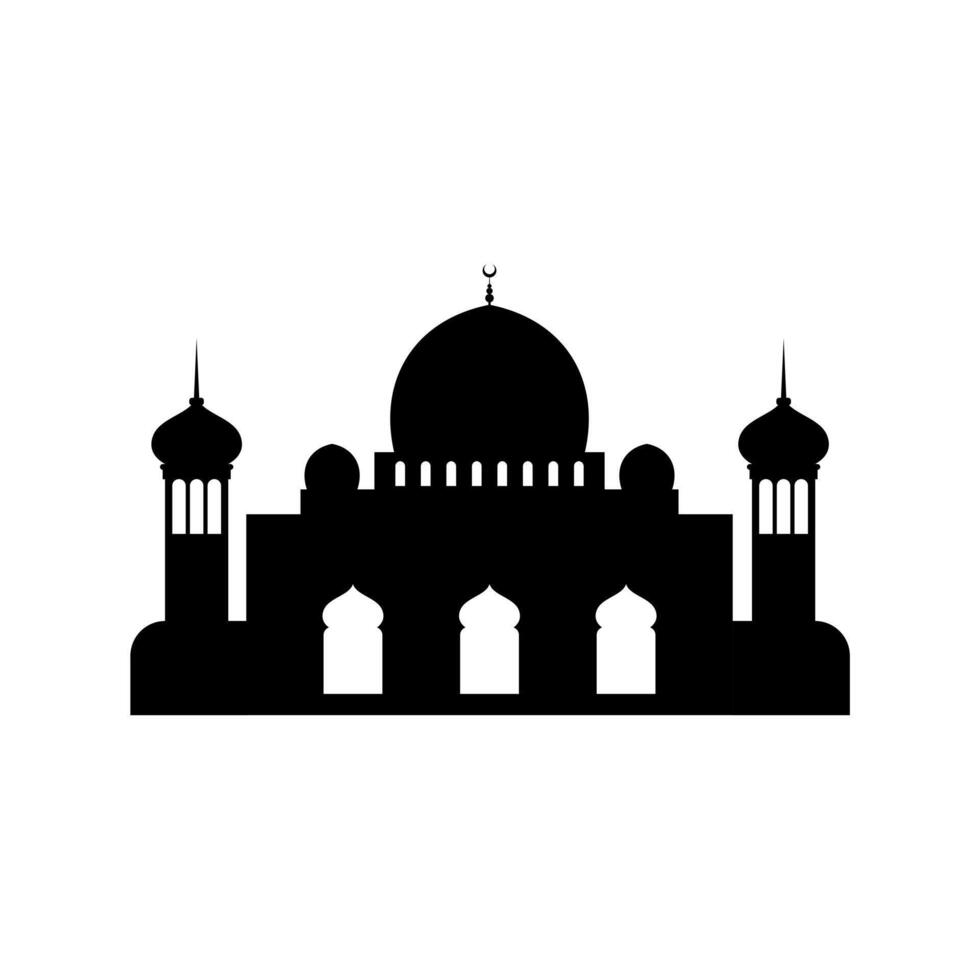 Ramadán kareem silueta de mezquita. silueta mezquita plano diseño vector ilustración aislado en blanco antecedentes. islámico mezquita edificios, bandera diseño, y ramadhan antecedentes.