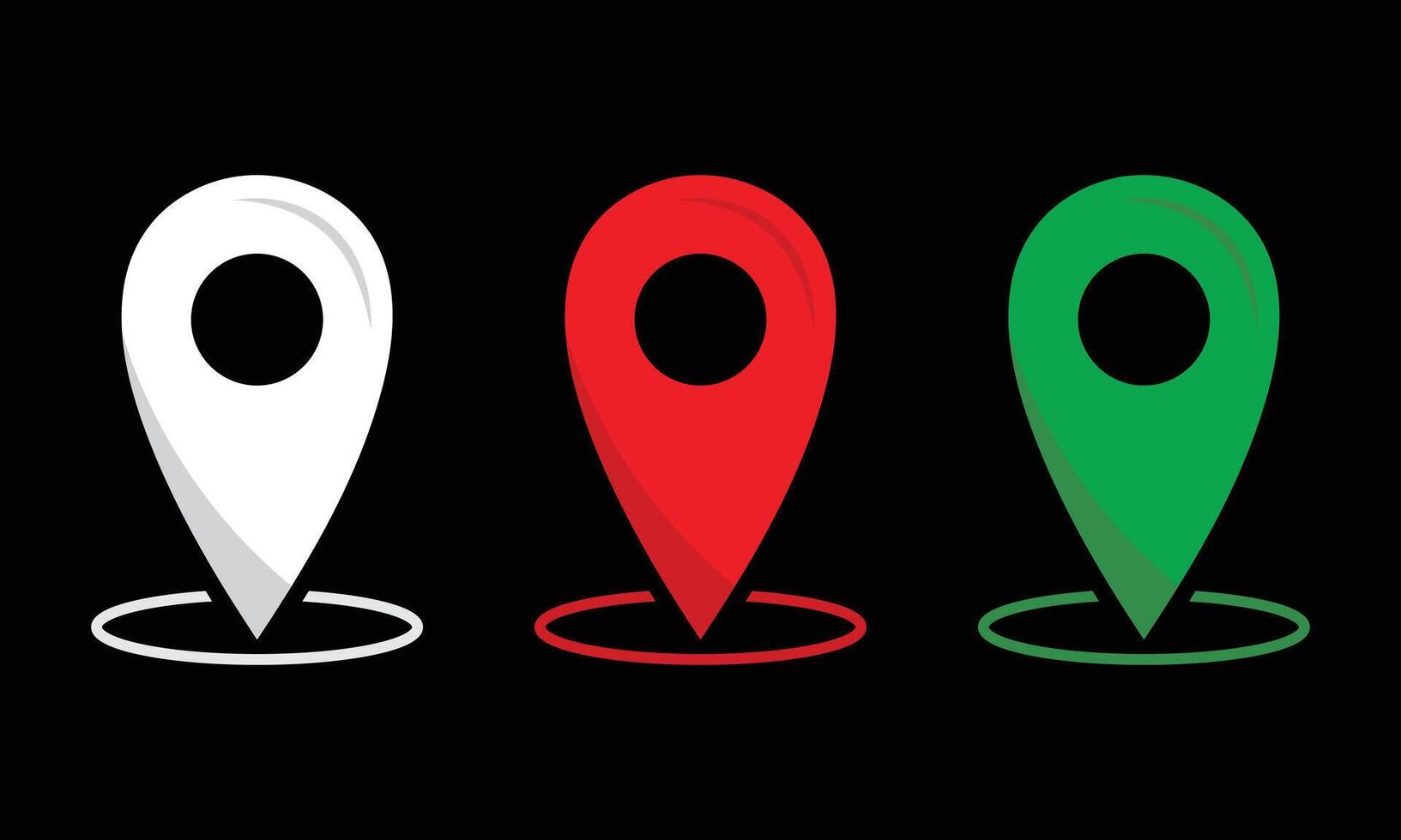 Location pointer icon. white, red, and green location, pin, gps. vector illustration.