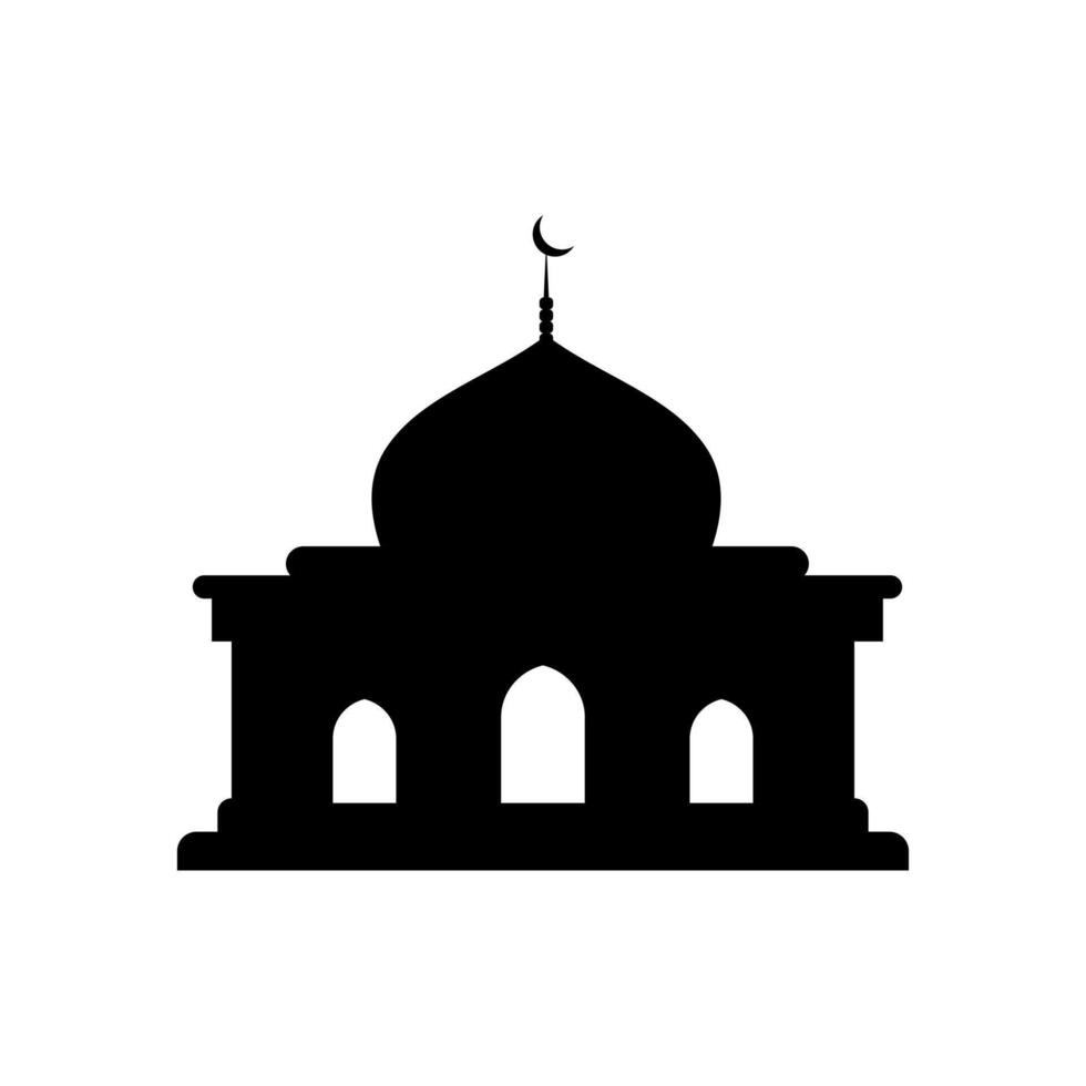 plano mezquita silueta vector ilustración. islámico mezquita edificios en silueta para antecedentes elemento diseño. musulmán mezquita silueta. Ramadán ramadhan kareem eid mubarak.