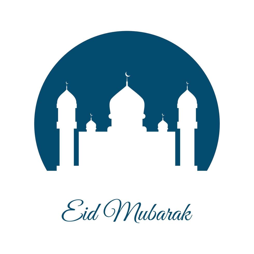 eid mubarak silhouette mosque flat design vector illustration. Arabic Muslim design for Ramadan Kareem. Vector mosque isolated on background. Landscape ramadan in muslim culture and islam religion.