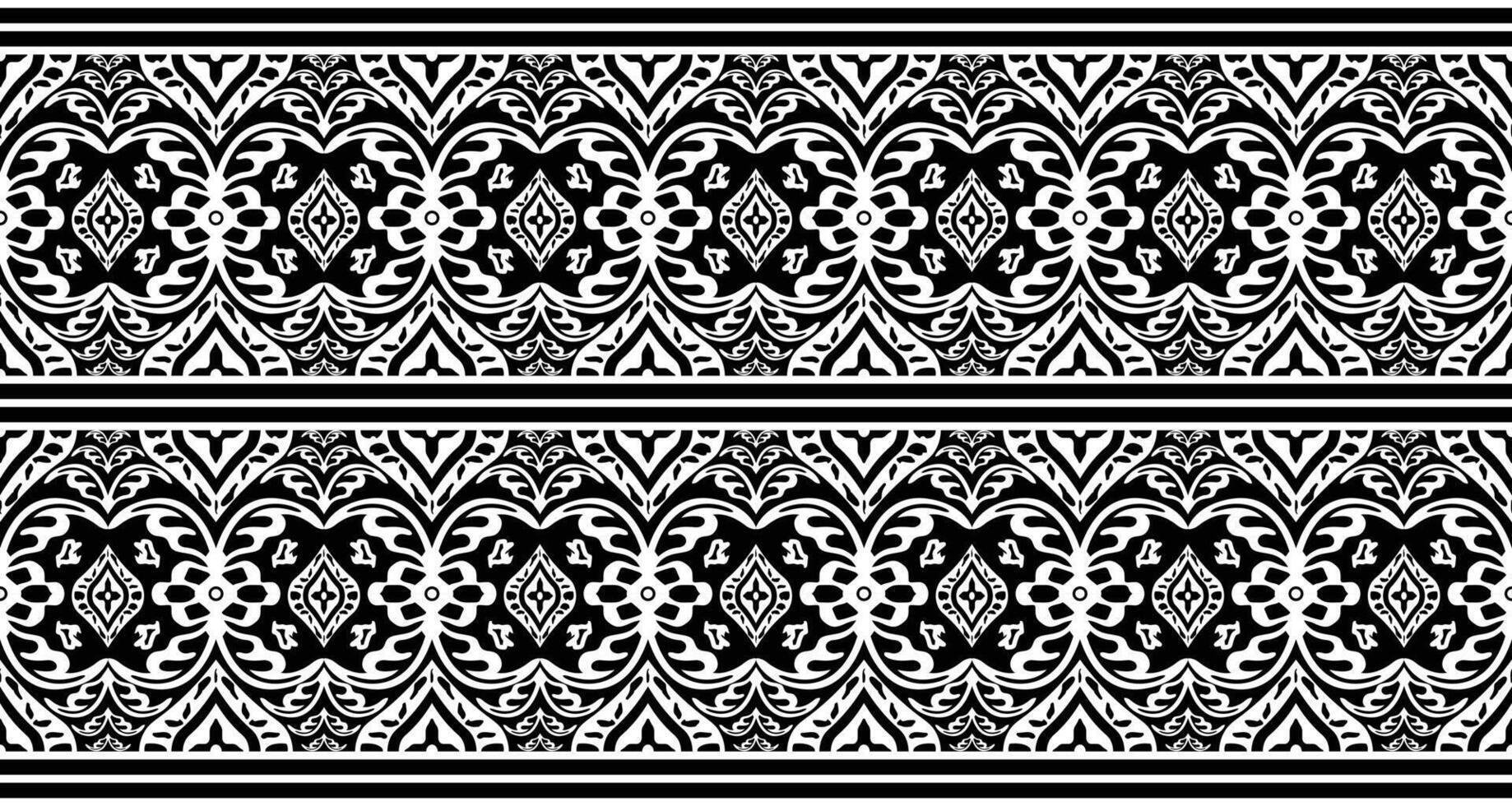 Textile fabric border motif pattern for a geometric oriental seamless pattern. Border decoration. Design for background, wallpaper, vector illustration, textile, batik, carpet, fabric, clothing