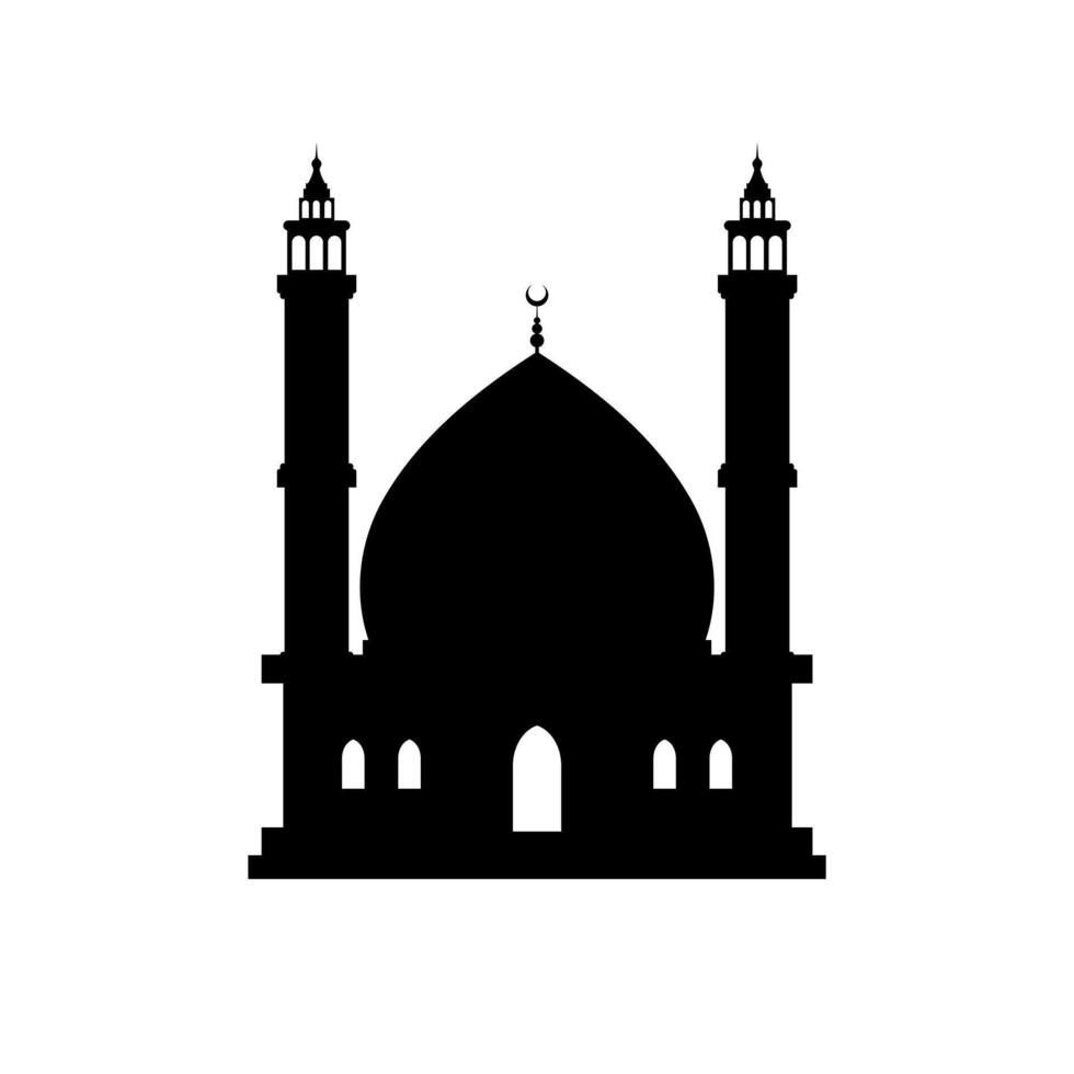 plano mezquita silueta vector ilustración. islámico mezquita edificios en silueta para antecedentes elemento diseño. musulmán mezquita silueta. Ramadán ramadhan kareem eid mubarak.