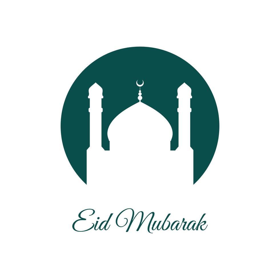 eid mubarak silhouette mosque flat design vector illustration. Arabic Muslim design for Ramadan Kareem. Vector mosque isolated on background. Landscape ramadan in muslim culture and islam religion.