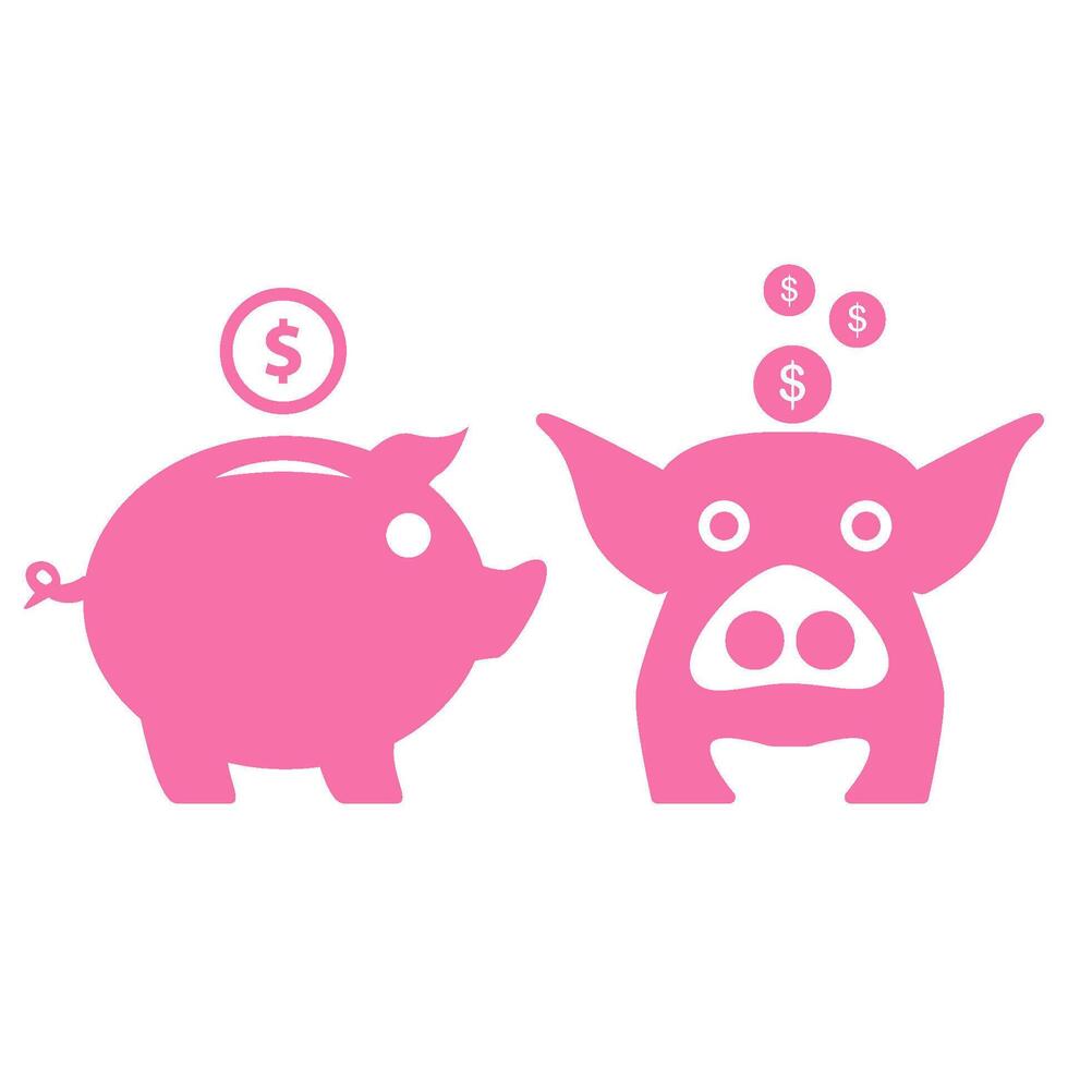 cerdito banco icono vector diseño modelo