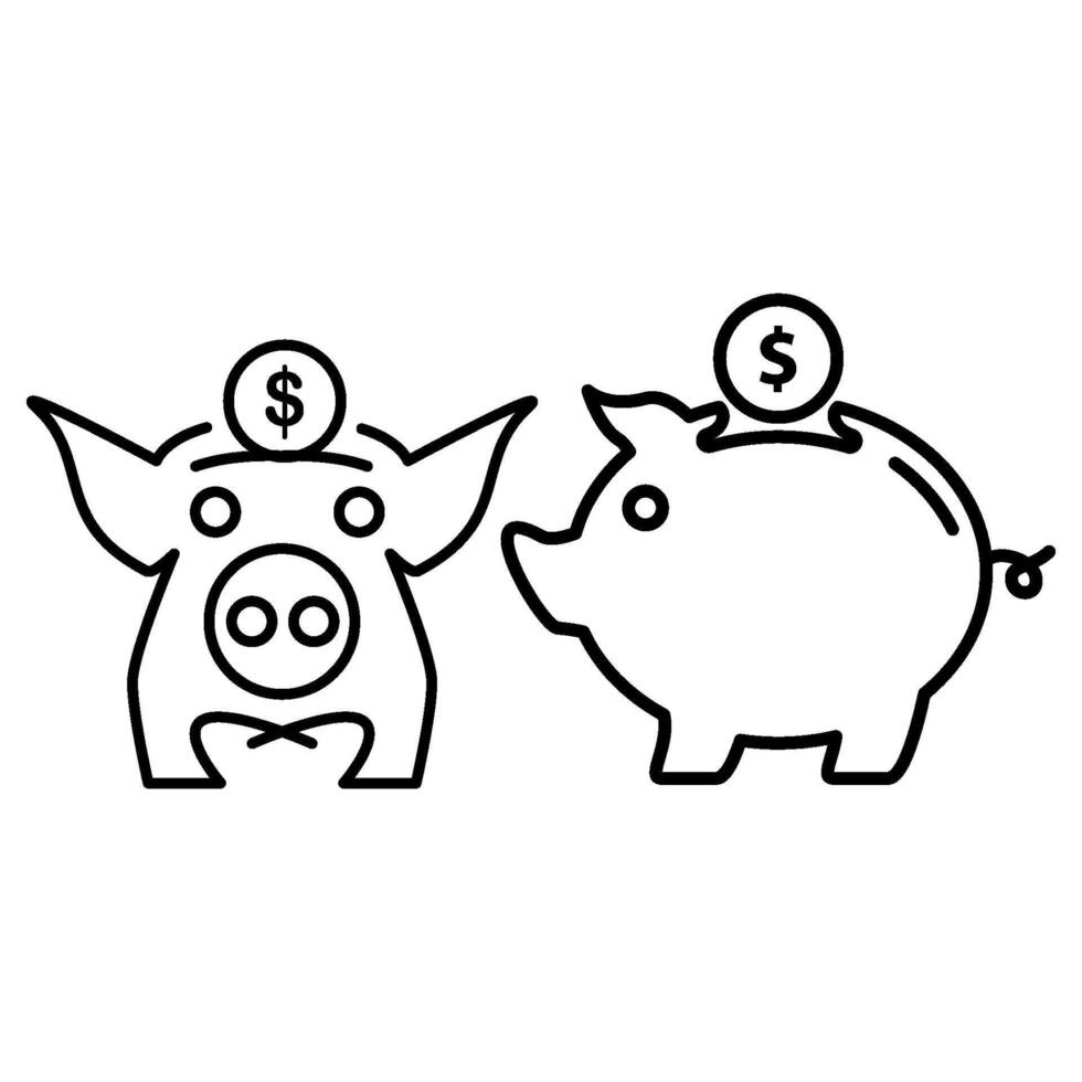 cerdito banco icono vector diseño modelo