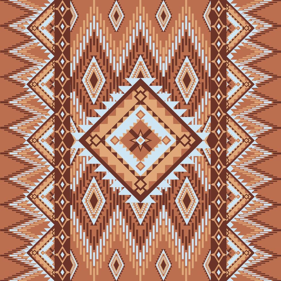 Oriental ethnic geometric. Ikat pattern. Design for background, rug, wallpaper, clothing, wrap, batik, fabric, embroidery style illustration. vector