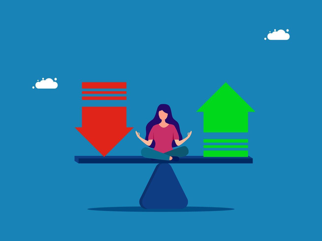 balancing on a seesaw and up arrows and down arrows vector