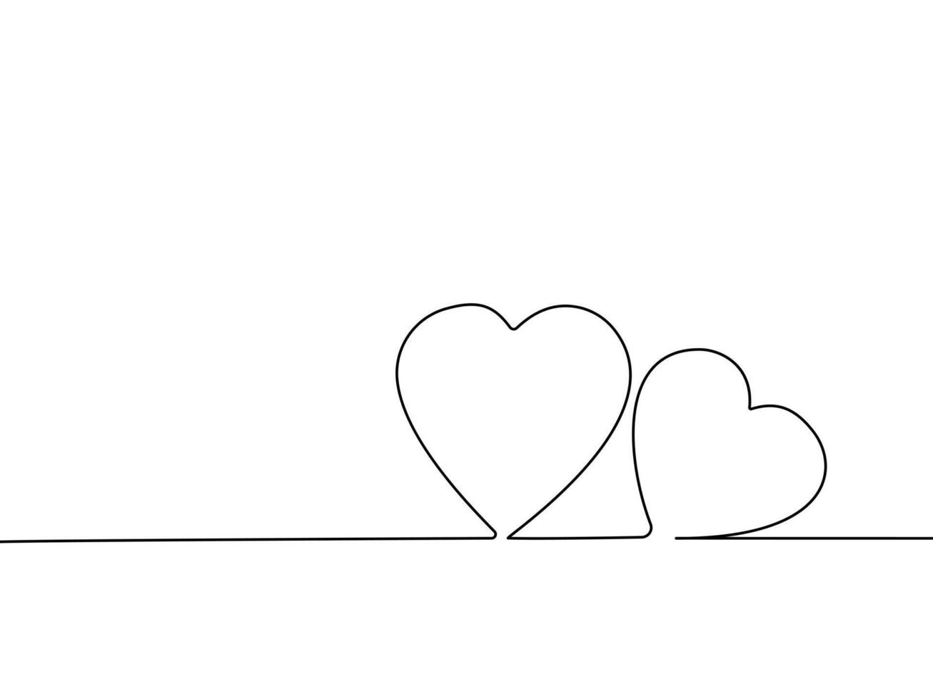 Continuous line drawing of hearts vector