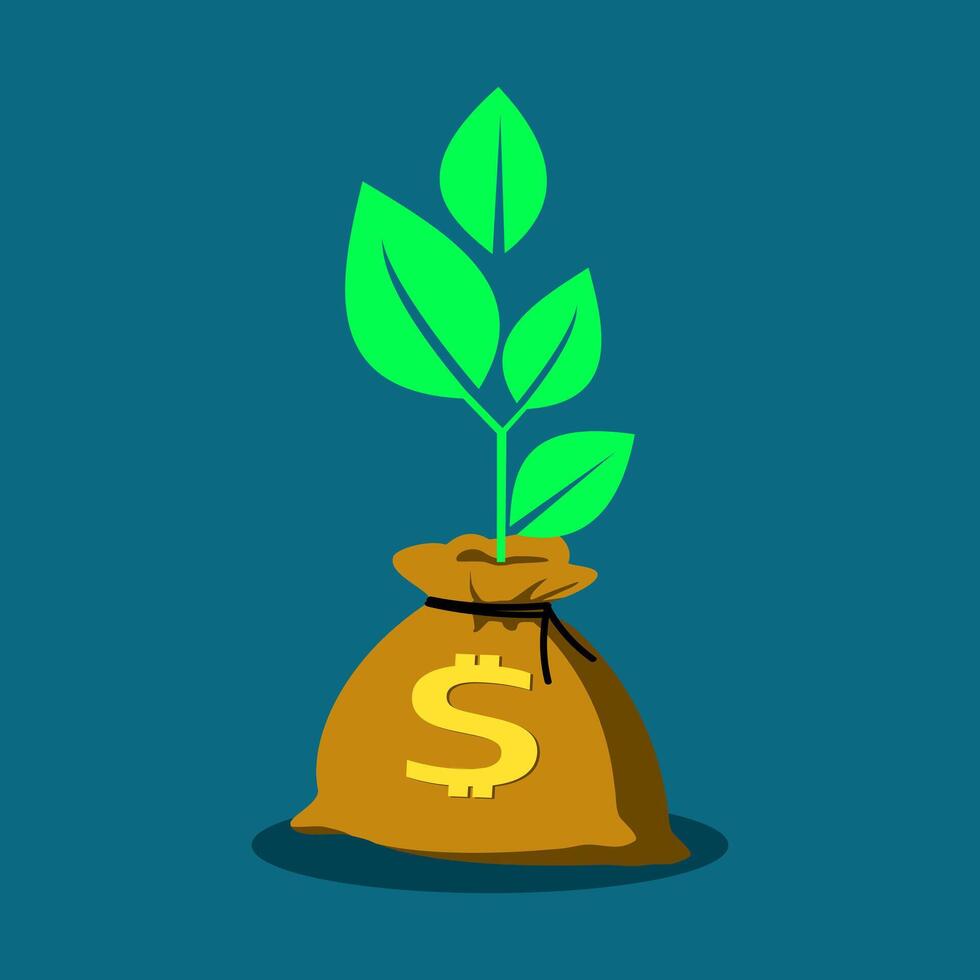 growth of trees produced by money bags. financial vector