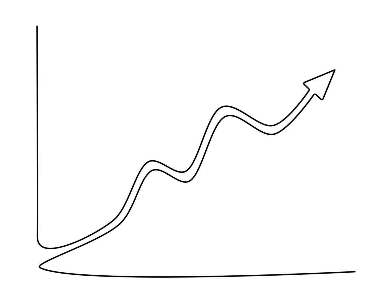 Draw a continuous line of the growth graph vector