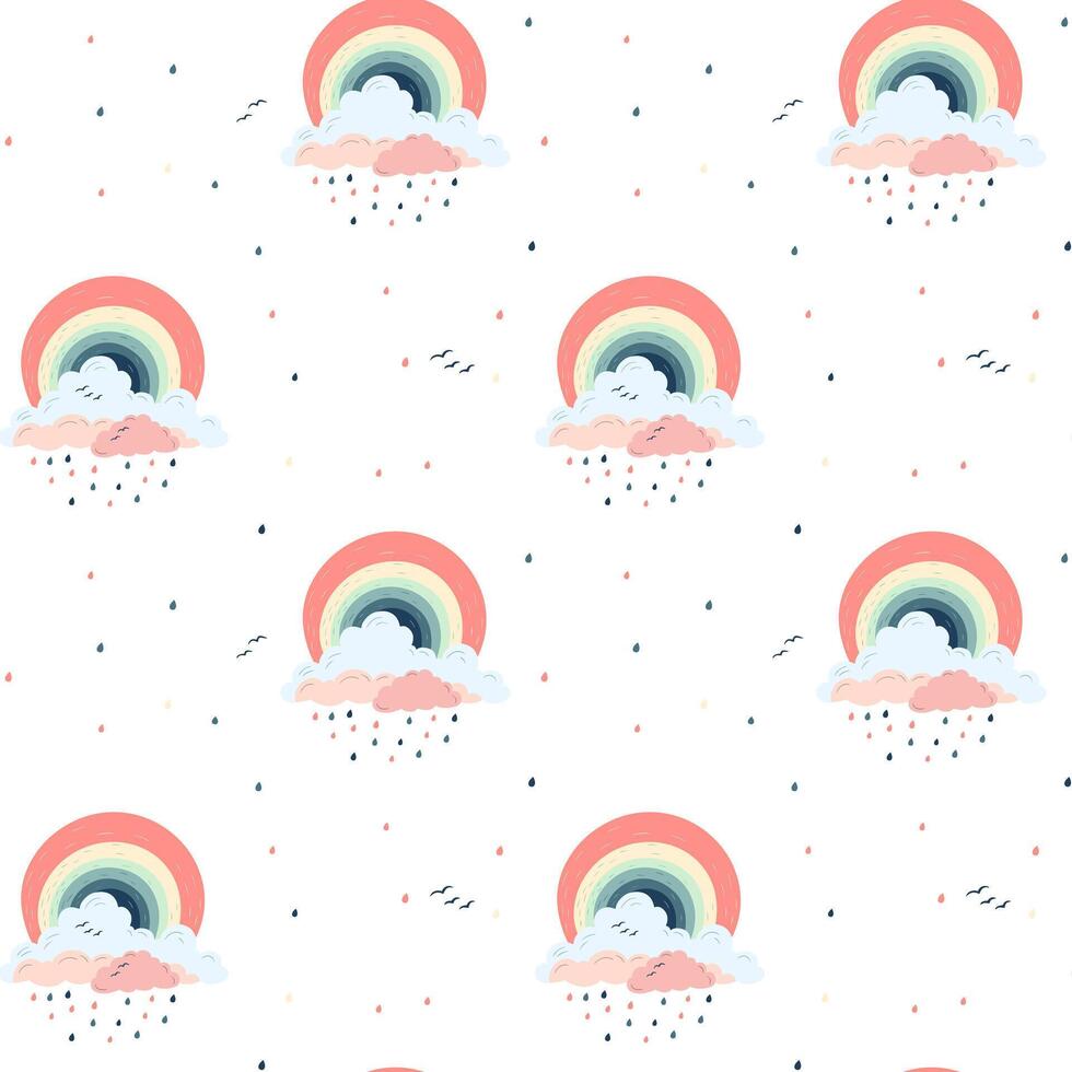 Seamless childish pattern with fantasy rainbows. Creative kids texture for fabric, wrapping, textile, wallpaper. vector