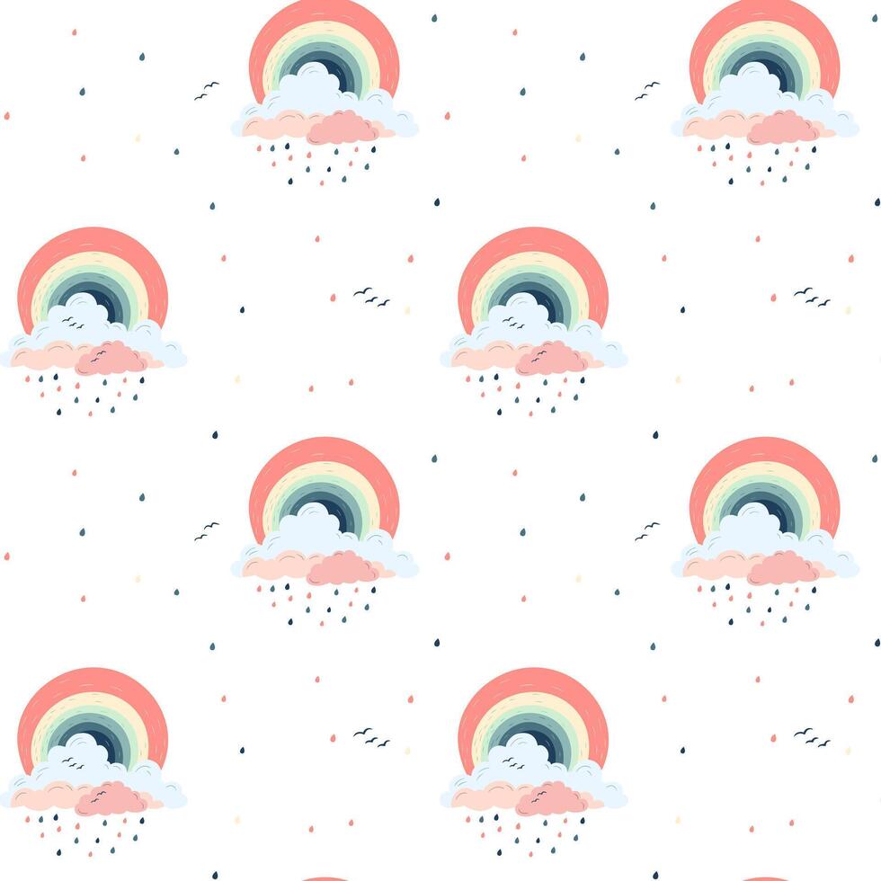 Seamless childish pattern with fantasy rainbows. Creative kids texture for fabric, wrapping, textile, wallpaper. vector