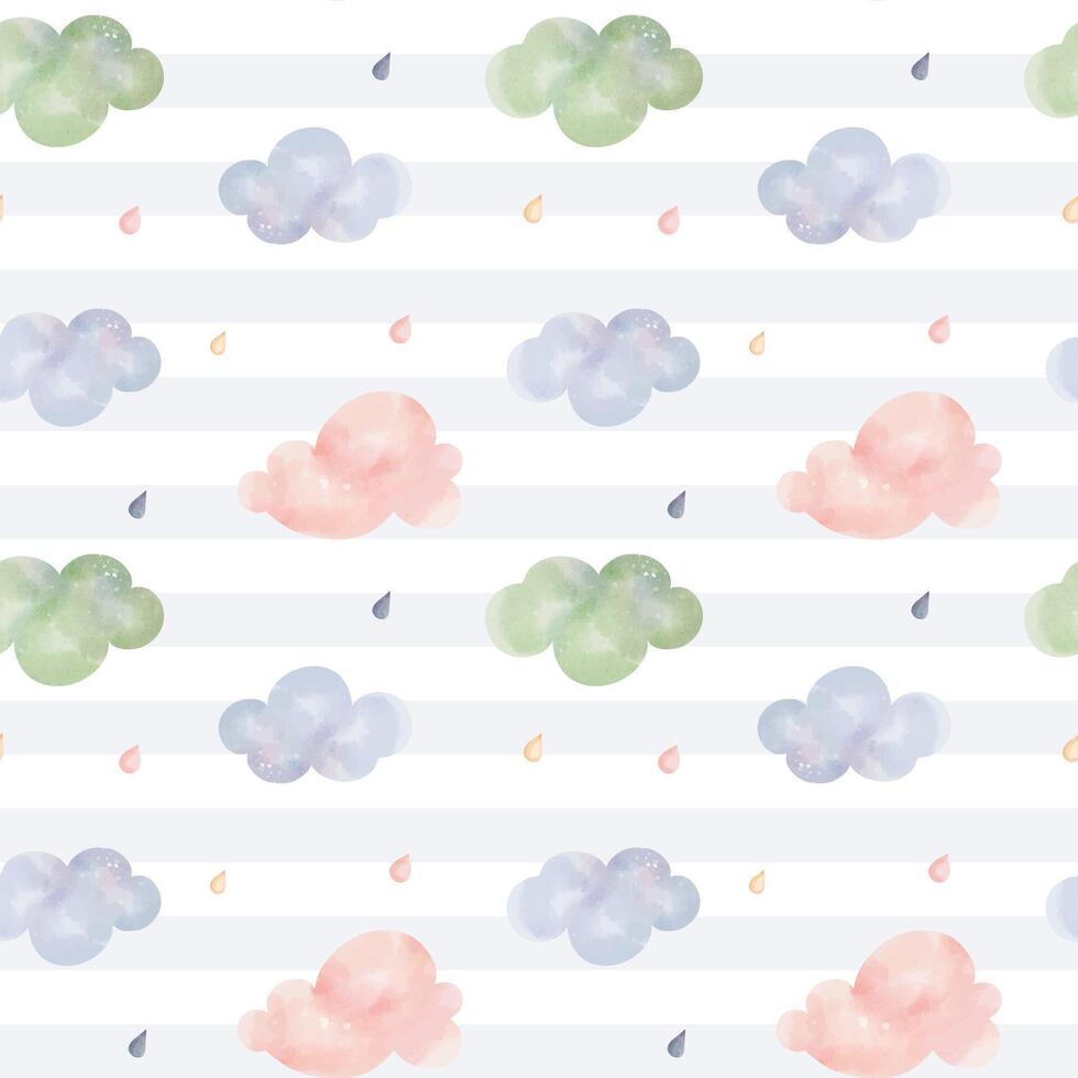 linda infantil fondo de pantalla. sin costura modelo con acuarela nubes vector antecedentes en pastel colores