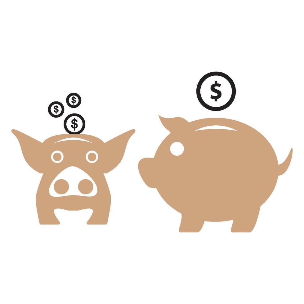 cerdito banco icono vector diseño modelo