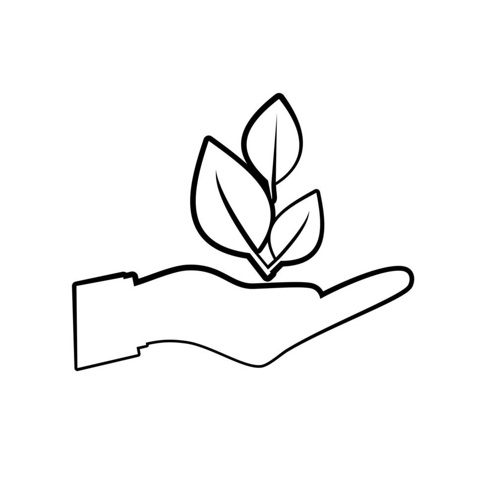 sprout in a hand sign of environmental protection vector