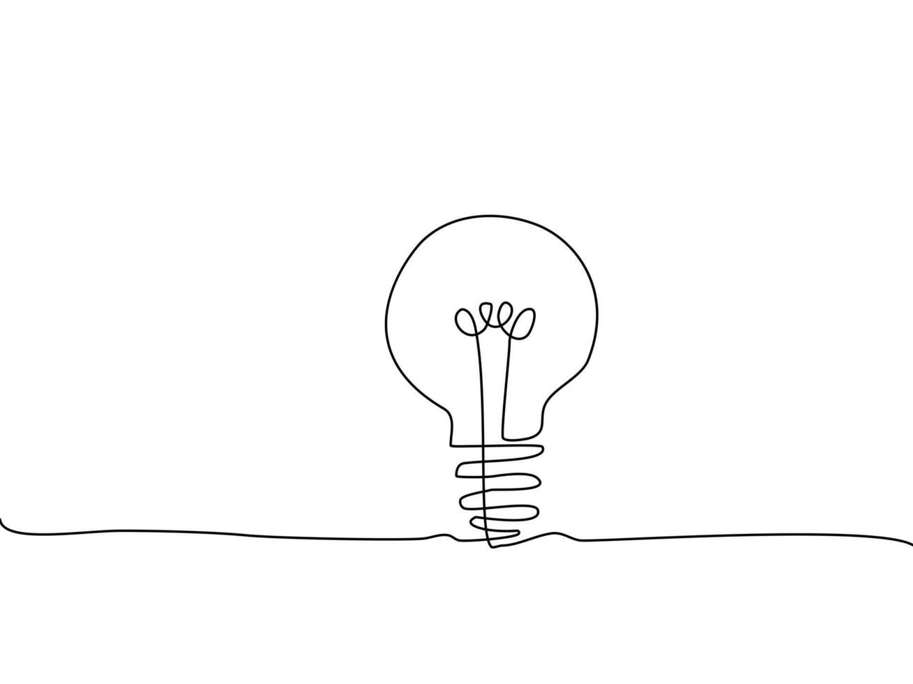 electric bulb that draws a continuous line. Creativity vector