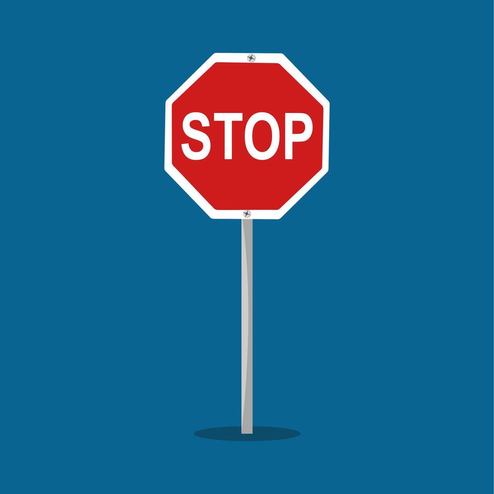 red stop road sign icon isolated on background vector