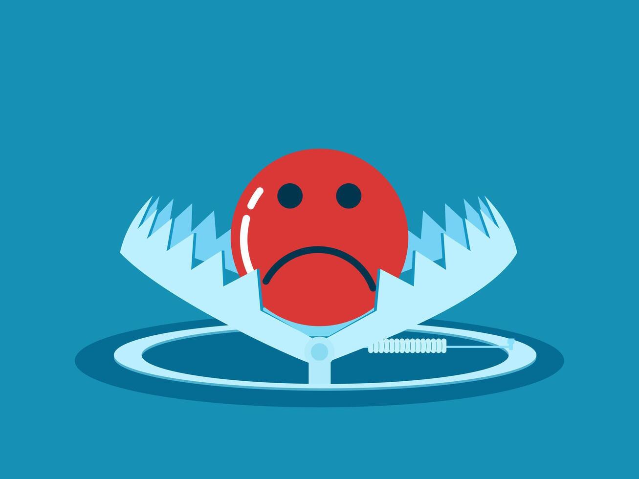 Negative thinking trap. Suffering icon in a trap vector