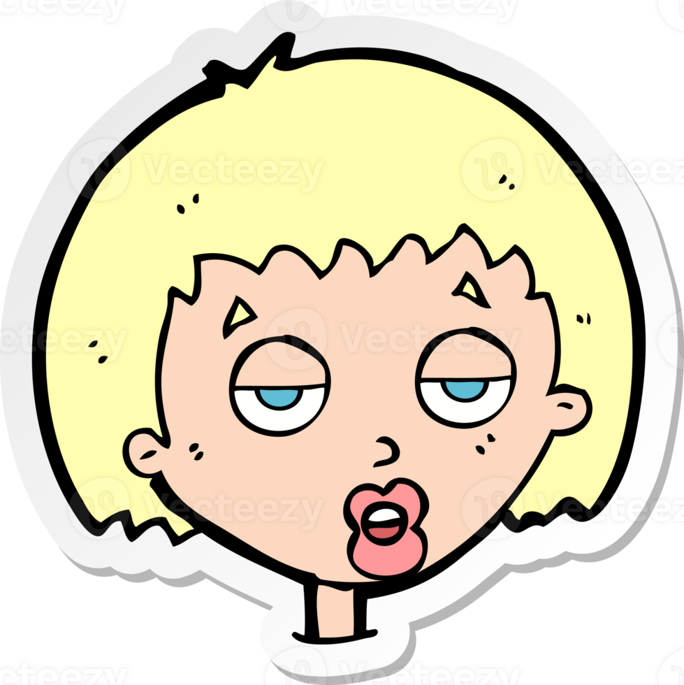 sticker of a cartoon bored woman png