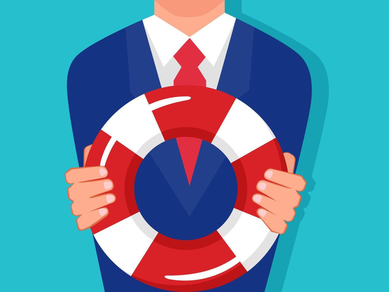 Businessman holding a lifebuoy vector