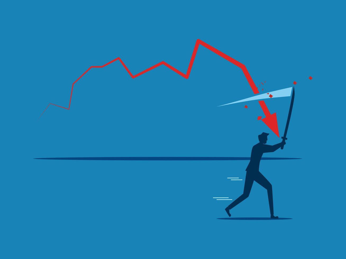 Businessman cuts crisis graph. vector