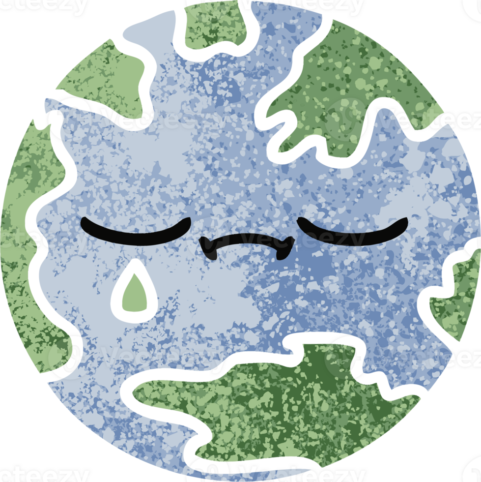 retro illustration style cartoon planet earth png
