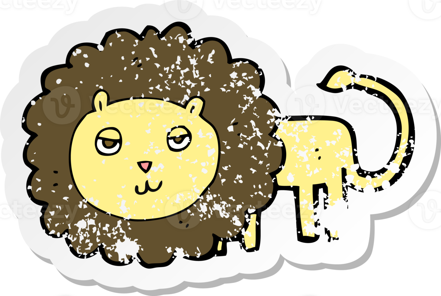 retro distressed sticker of a cartoon lion png