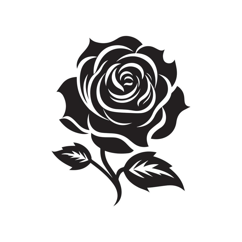 Rose Black and white icon silhouette background. Vector illustration design.