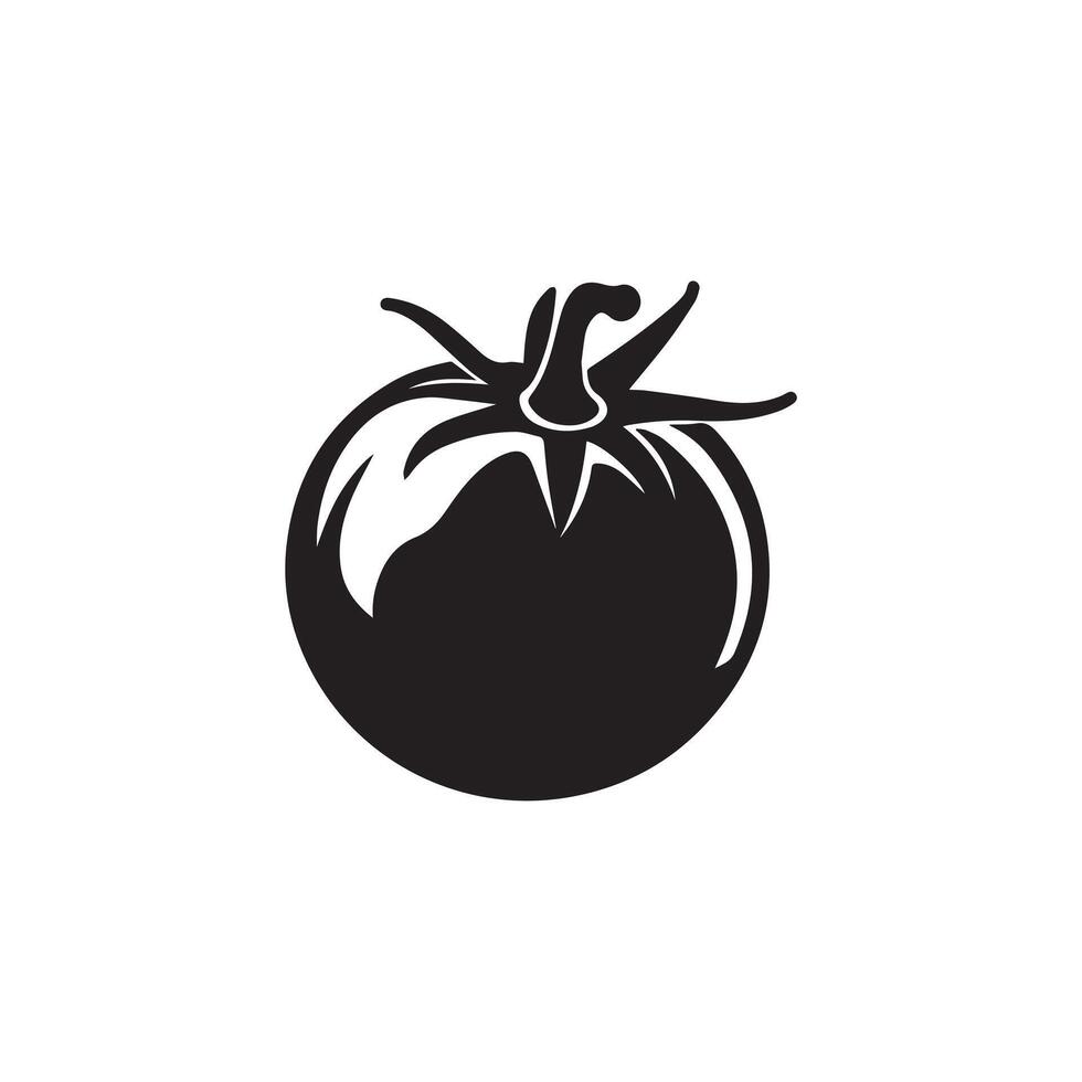 tomate icono negro natural comida vector diseño ilustración.