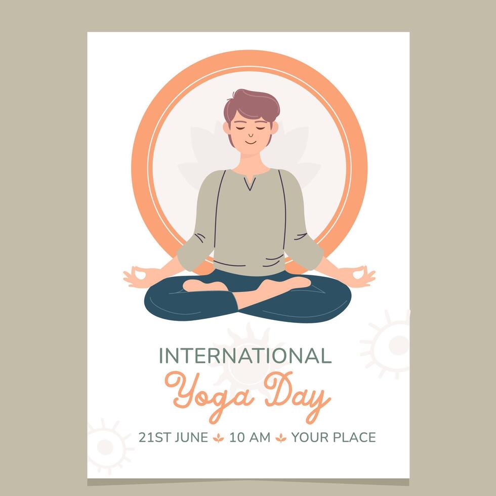 Flyer template for international yoga day vector
