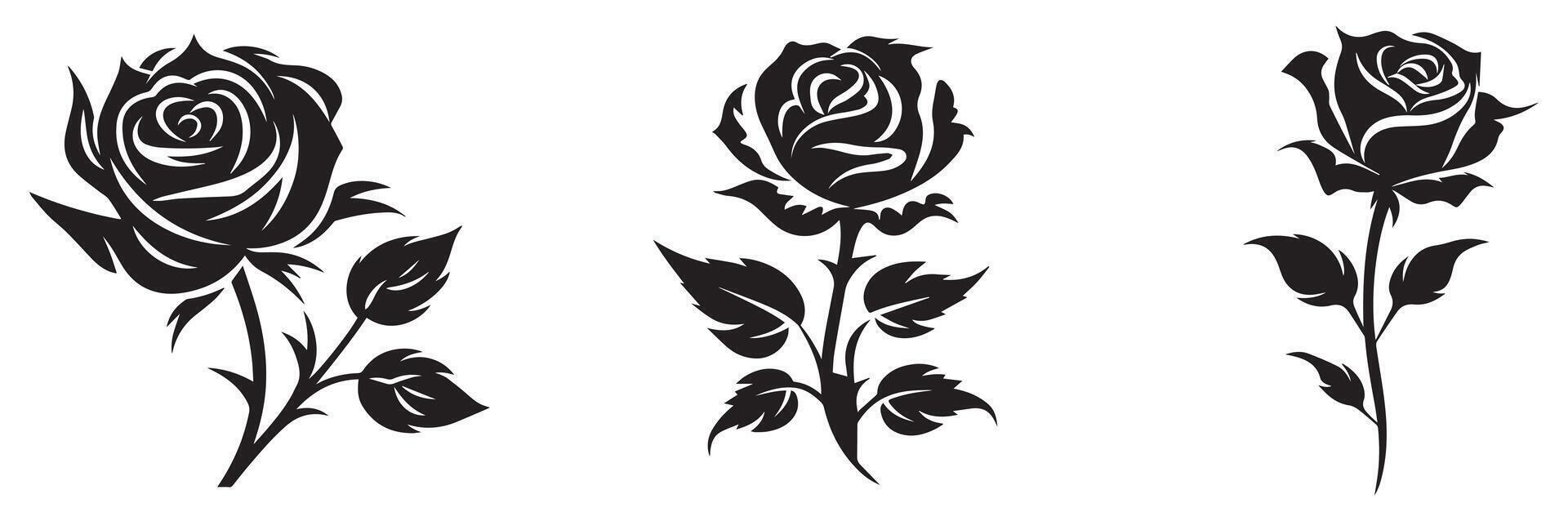 Rosa negro y blanco icono silueta antecedentes. vector ilustración diseño.