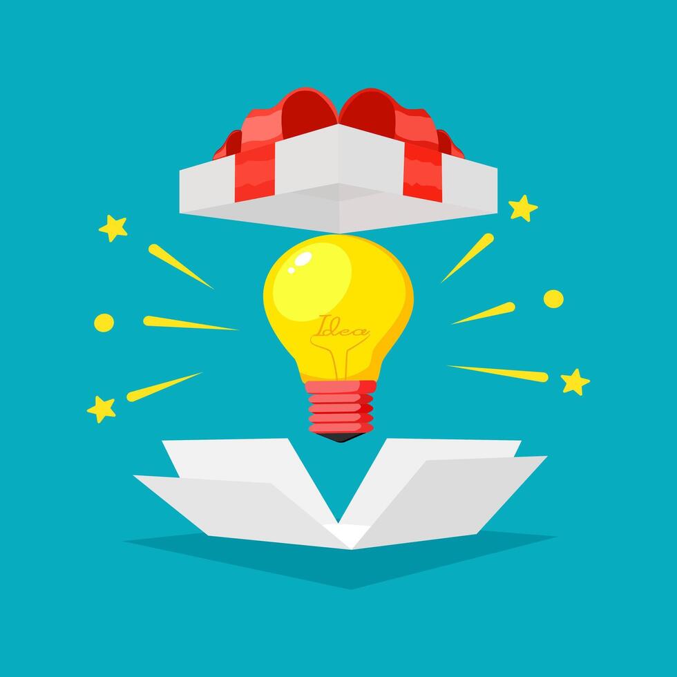 Idea light bulbs and gift boxes vector