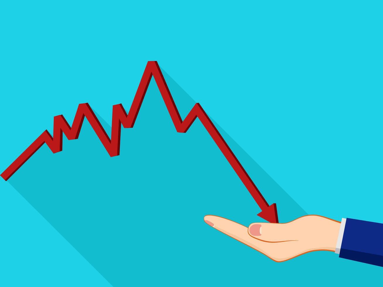 human hand supports the downward graph vector