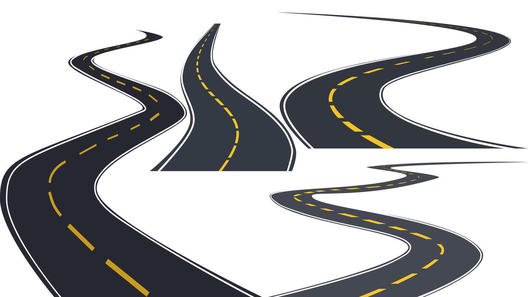 Set of Bending roads and highways isolated on white background vector