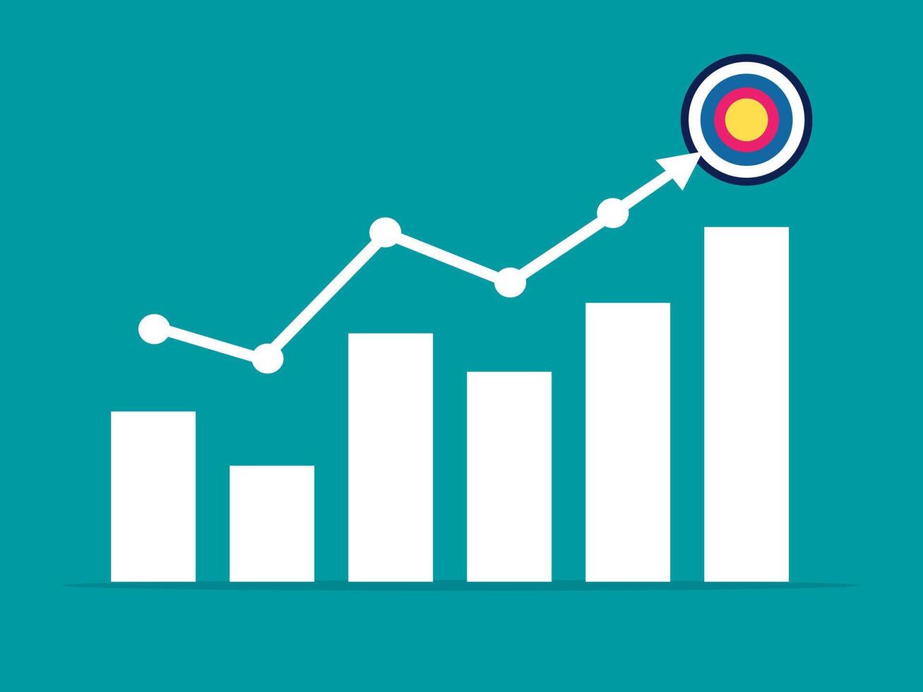 Place a target on the bar chart. goal oriented growth vector