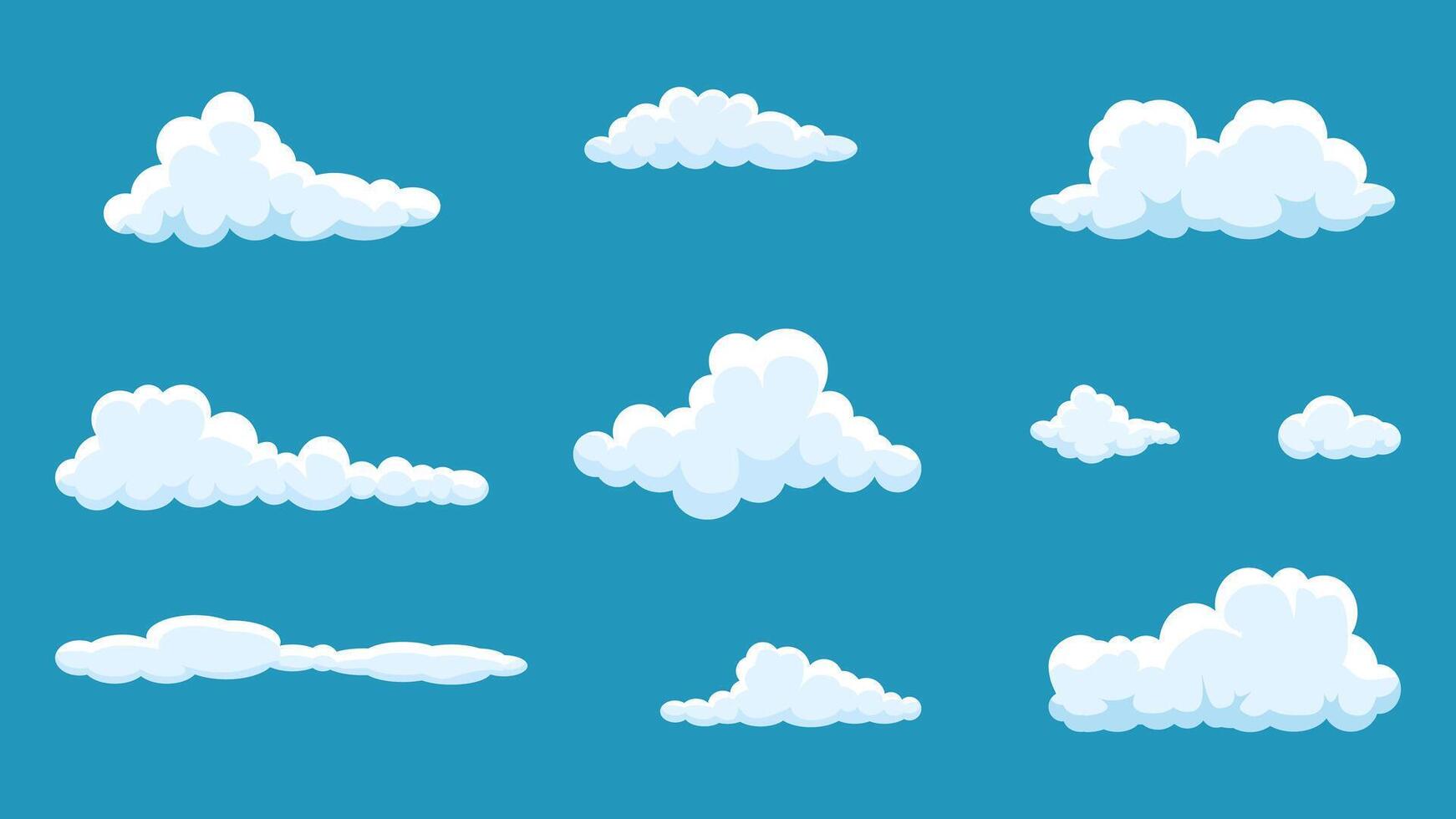 clouds collection isolated on blue sky panorama vector