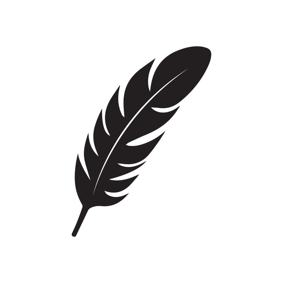 Feather icon. Black silhouette of a bird on a white background. vector