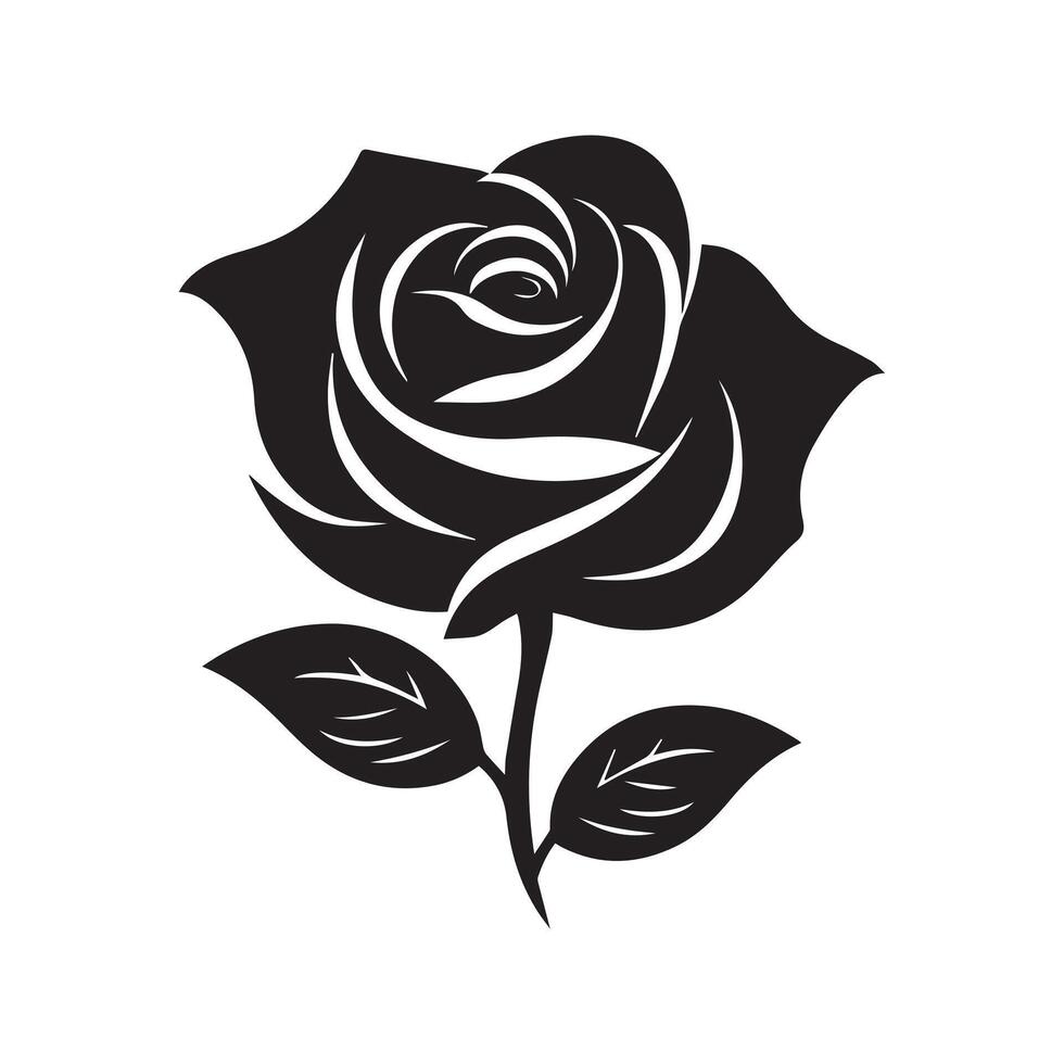 Rose icon black silhouette on a white background. Vector illustration.